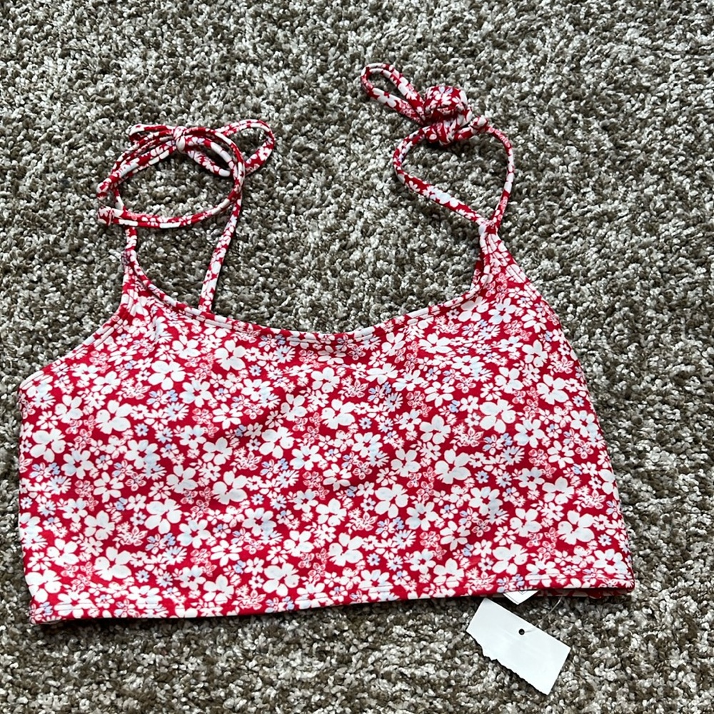 Forever 21 Red Floral Bikini Top